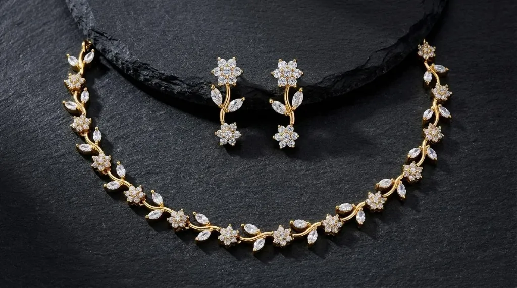Necklace and Earrings | Floral Vine Jewelry Set