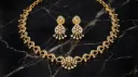 White Stone Studded Necklace Set with Matching Drop Earrings for Women