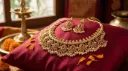 Traditional Matte Gold Plated Choker Necklace and Earring Set