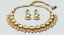 Traditional Gold-Plated Kundan Jewelry Set with Pearl Cluster Droplets
