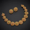 Traditional Necklace Set with Ruby and Emerald Color Stones