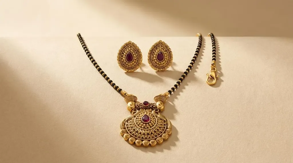 Antique Gold Tone Temple Jewelry Set for Women