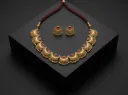 Traditional Antique Gold-Plated Crescent Moon Necklace Set